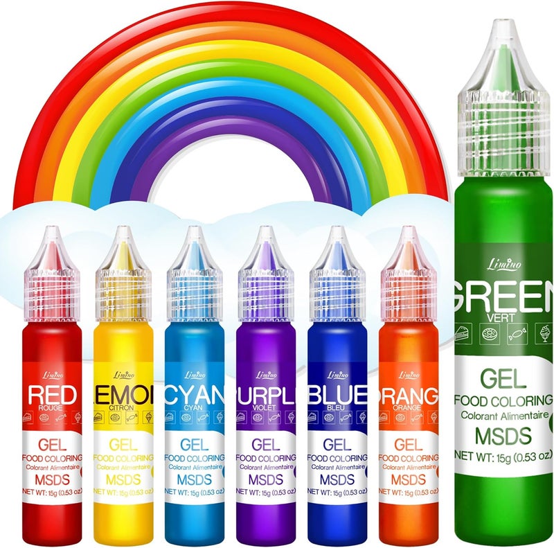 Limino Gel Food Coloring - Rainbow Edible Gel Food Color Dye Set (7 x 15g) for Baking and Crafts - Image 1